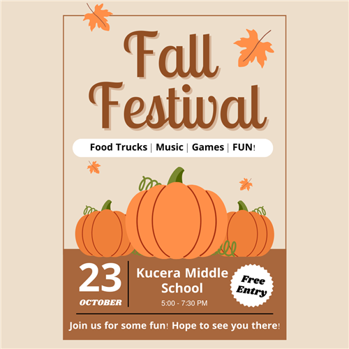  Fall Festival October 23, 5 to 7:30PM